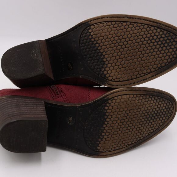 Lucky Brand Red Suede Ankle Booties 7.5 Boho Western Fall Western Winter Look - Picture 7 of 13